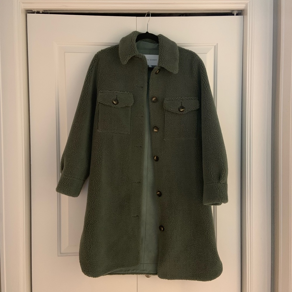 Faux shearling Coat Mint/Olive Green
